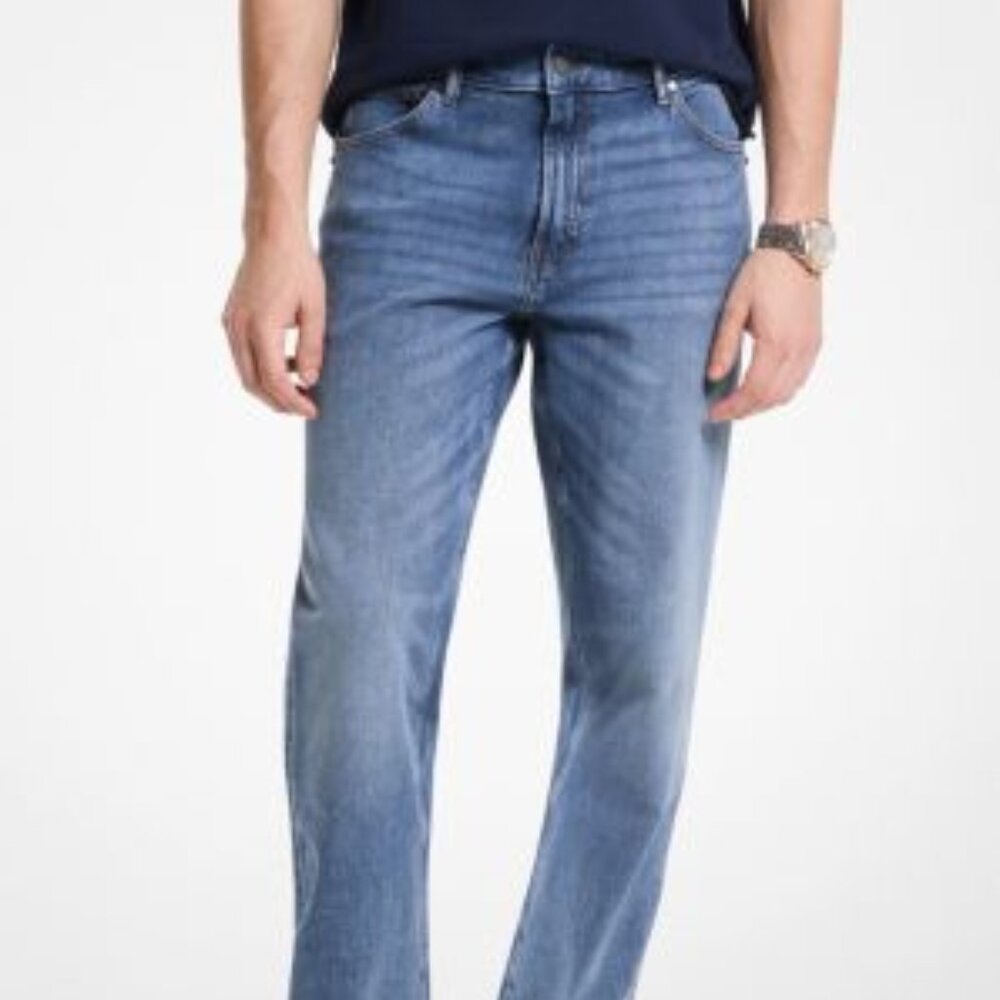 Michael Kors Parker Slim Fit Cotton Stretch Blue Denim Jeans 36x32 NWT
